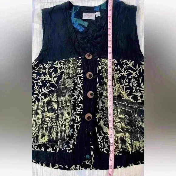 Orchid Lane Best Boho Buddha Hipster Vest Woman’s Size S/M Black Gold buttons - Picture 10 of 15